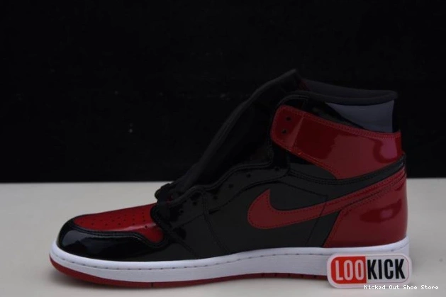 Kicked Out Shoe Store High 555088-063 Bred Air OG Jordan 1 Patent 0801